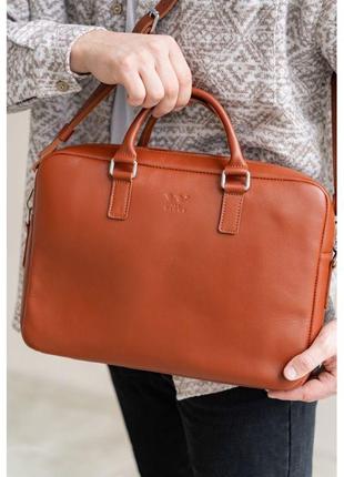 Кожаная деловая сумка briefcase 2.0 светло-коричневый4 фото
