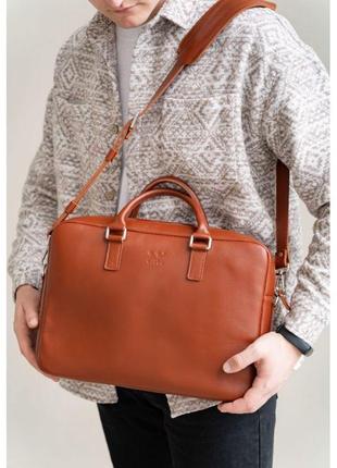 Кожаная деловая сумка briefcase 2.0 светло-коричневый3 фото