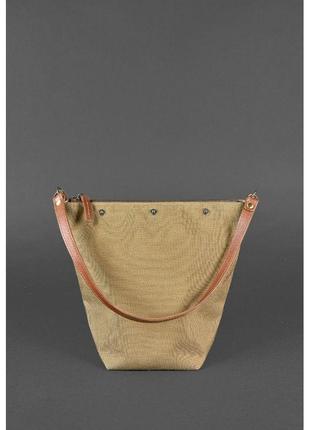Кожаная плетеная женская сумка пазл m светло-коричневая krast4 фото