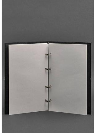 Кожаный блокнот а4 на кольцах (софт-бук) 9.0 в мягкой обложке черный краст