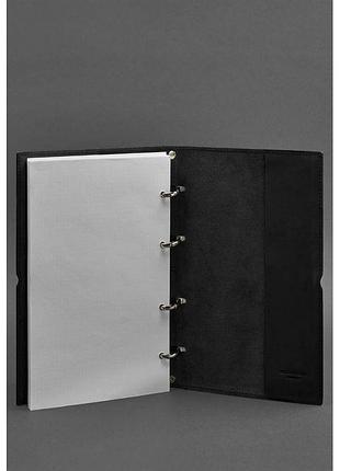 Кожаный блокнот а4 на кольцах (софт-бук) 9.0 в мягкой обложке черный краст