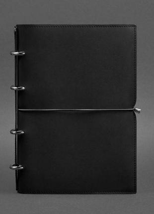 Кожаный блокнот а4 на кольцах (софт-бук) 9.0 в мягкой обложке черный краст