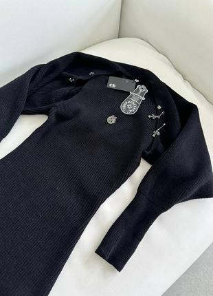 Шикарный костюм в стиле chrome hearts черный повязка рубчик сарафан с накидкой2 фото