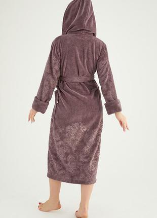 Nusa халат женский с капюшоном nusa 8655 коричневый5 фото