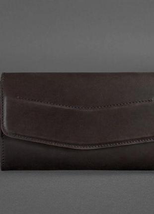 Жіноча шкіряна сумка аліса темно-коричнева краст7 фото