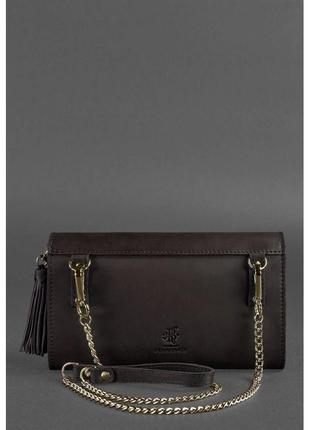 Жіноча шкіряна сумка аліса темно-коричнева краст3 фото