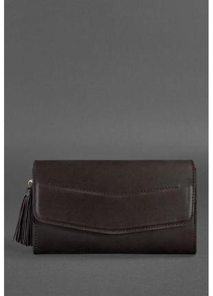 Женская кожаная сумка элис темно-коричневая краст1 фото