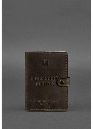 Кожаная обложка-портмоне для военного билета 15.0 темно-коричневый crazy horse