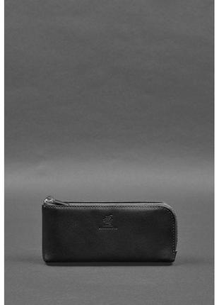 Кожаное портмоне-купюрник на молнии 14.0 черное1 фото