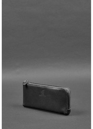 Кожаное портмоне-купюрник на молнии 14.0 черное3 фото