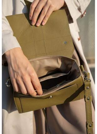Женская кожаная сумка ester оливковая6 фото