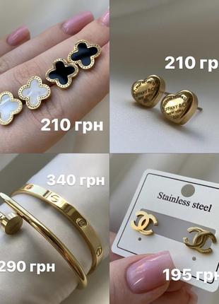 Сережки. браслеты. подвески. медицинская сталь