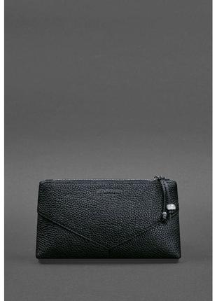 Шкіряна жіноча косметичка темно-синя