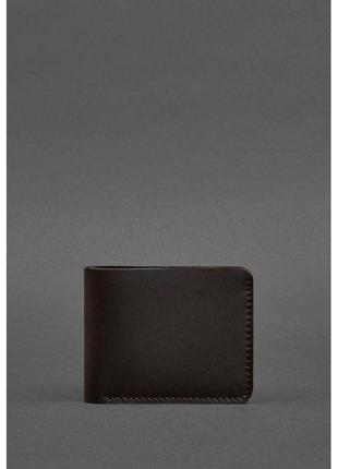 Кожаное портмоне 4.4 (с зажимом) темно-коричневое краст
