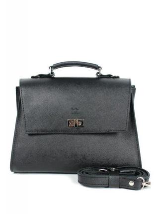 Женская кожаная сумка classic черная сафьян1 фото