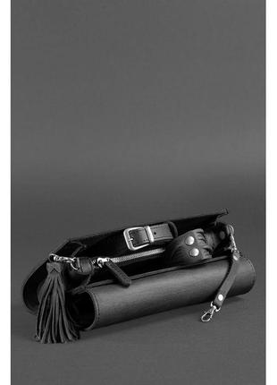 Кожаная женская сумка элис черная велюр7 фото