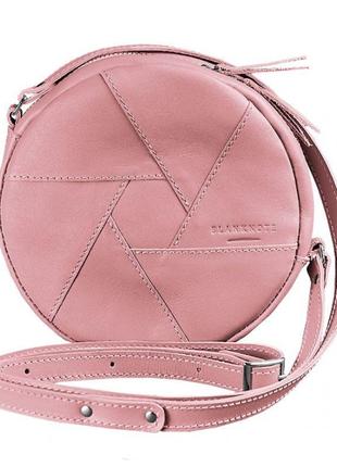 Шкіряна кругла жіноча сумка бон-бон рожева8 фото