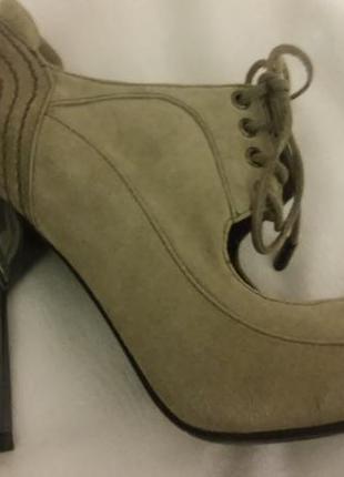 Замшевые светло-серые туфли на шнуровке, 36 - 37р.3 фото