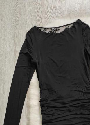 Черное мини платье короткое с открытой спиной складками шов бразилиана на попе вырезом стрейч5 фото