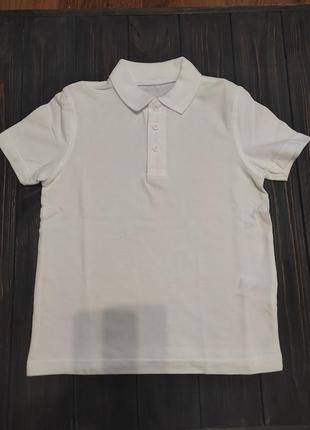 Школьная футболка-поло для мальчика george белая, хлопок, размеры 98-1764 фото