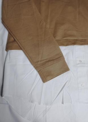 Женская белая рубашка широкая со вставкой трикотажной5 фото