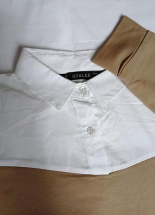 Женская белая рубашка широкая со вставкой трикотажной4 фото