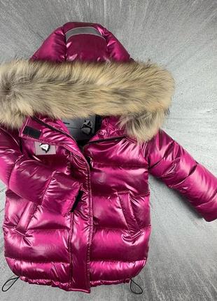 Зимове пальто з натуральним хутром єнота