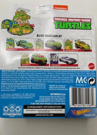 Черепашки ниндзя леонардо hot wheels хот вилс машинка ninja turtles leonardo nickelodeon4 фото