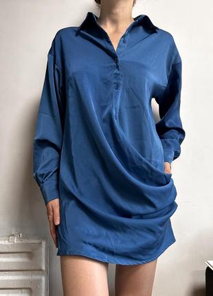 Синее платье рубашка