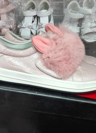 Кросівки, кеди сліпони, туфлі мокасини для дівчинки на липучках рожеві зайці4 фото