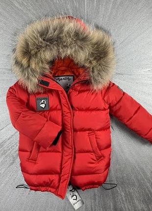 Зимове пальто з натуральним хутром єнота 80-146 см2 фото