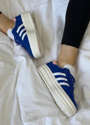 Кеди adidas gazelle bold blue/pink3 фото