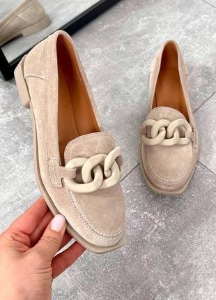 36-41 рр лоферы, балетки натуральная замша/кожа черный, бежевый, пудра