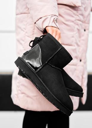 Угги ugg classic mini black metallic 3