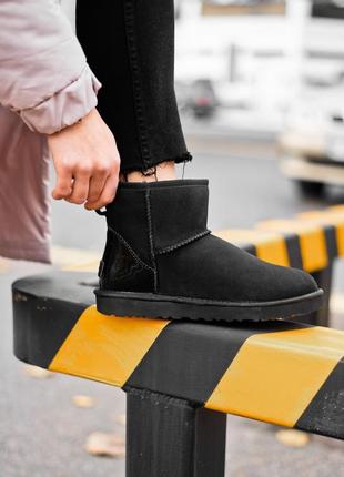 Угги ugg classic mini black metallic6 фото