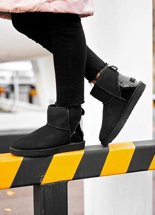 Угги ugg classic mini black metallic 4
