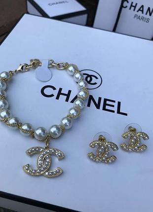 Брендовий набір chanel сережки та браслет