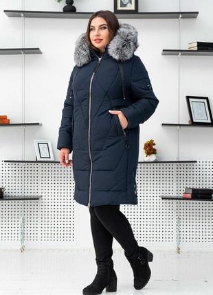 Женский пуховик куртка больших размеров 52-66 с роскошным мехом чернобурки. бесплатная доставка.5 фото