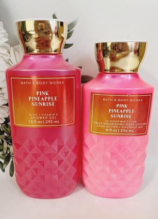 Набор лосьон + гель pink pineapple sunrise от bath and body works1 фото