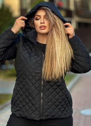 Куртка стёганая демисезонная с капюшоном на молнии водонепроницаемая плащёвка канада синтепон 150 дождевик батал синяя капучино черная