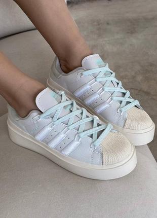 Premium ✅️ женские кроссовки adidas superstar beige blue