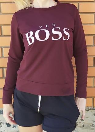 Свитшот boss yes бордовый1 фото