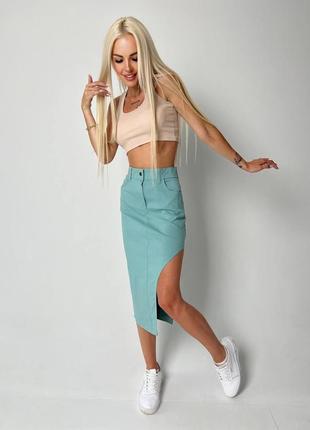 🎀 женская юбка миди с розрезом