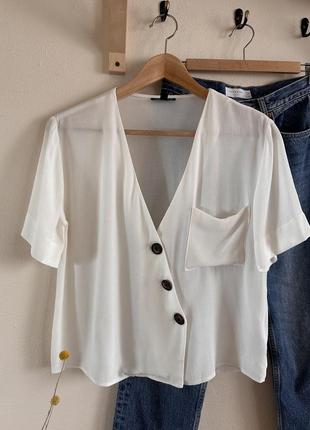 Новая белая блузка на пуговицах, вискоза2 фото