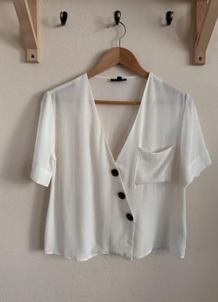 Новая белая блузка на пуговицах, вискоза5 фото