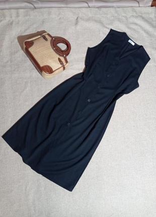 Платье миди,застежка на пуговицы темно-синий цвет бренд variations1 фото
