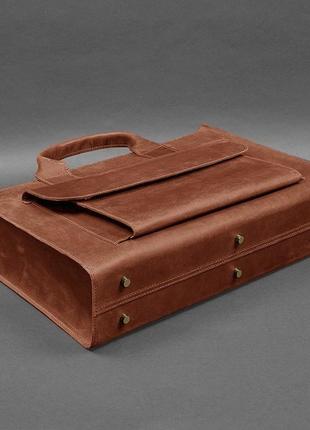 Кожаная сумка для ноутбука и документов универсальная светло-коричневая crazy horse6 фото