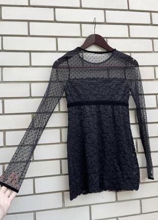 Чорна мереживна блузка, сукня, туніка в горошок intimissimi5 фото