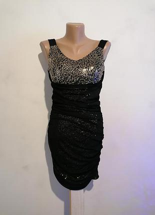 🌹маленькое чёрное платье сетка с золотыми пайетками 🌹чёрное платье