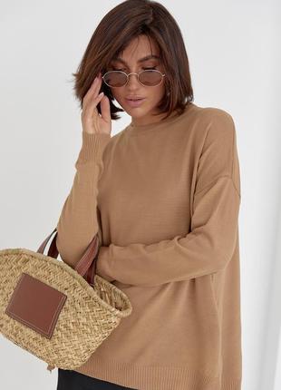 Женский вязаный джемпер с удлиненной спинкой